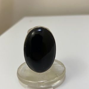 ONYX 925 Silver Statement Ring size 7 1/2